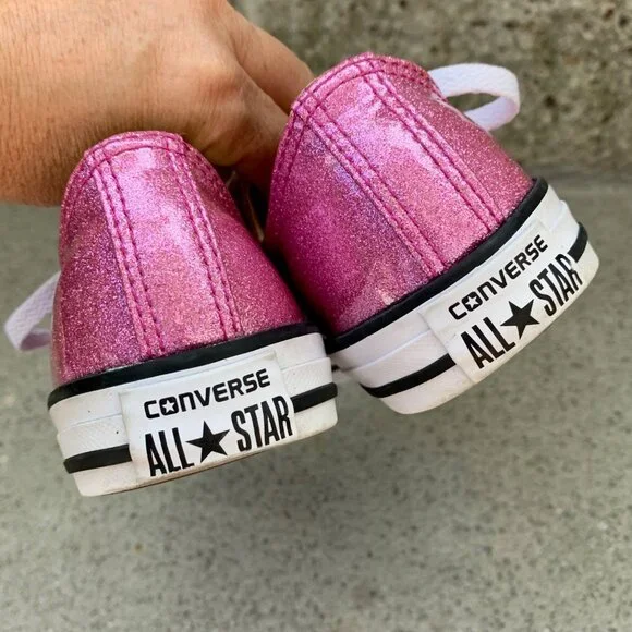 CONVERSE Pink Glitter Sneakers Girls 4.5 EU 37 Chuck Taylor All Star Shoe Shoe - Picture 6 of 9